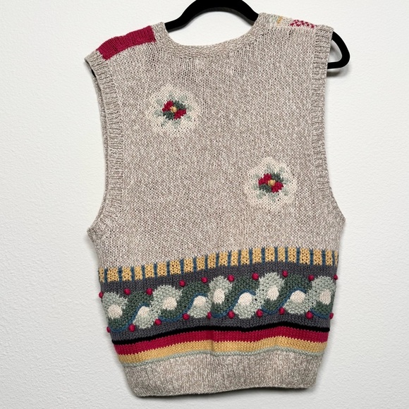 Vintage Robert Scott Ltd Hand Knit Sweater Vest Linen Cotten Blend Medium - Picture 2 of 5